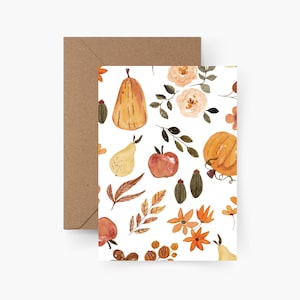 Carte d'automne A6, carte postale, carte postale automne, papier texturé, carte de voeux citrouilles, saison d'automne- hygge, automnal, amour d'automne, citrouille
