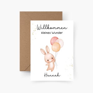 Gepersonaliseerde geboortekaart A6, welkom klein wonder, gepersonaliseerde geboortekaart, cadeau, baby, doop, aquarel, getextureerd papier