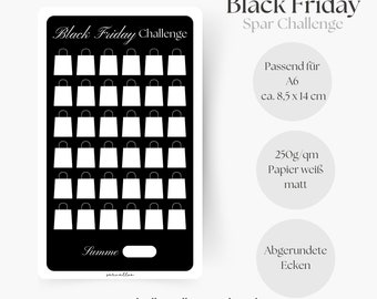 Black Friday Challenge, Savings Challenge, Savings Challenge, Saving with Challenges, A6 Planner Inserts, Saving Money with Savings Goals, Monthly Budget