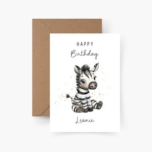 Verjaardagskaart Zebra gepersonaliseerd met naam A6, verjaardagskaart, Gefeliciteerd, kinderverjaardag, felicitatiekaart, wenskaart