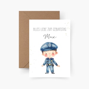 Birthday card policeman personalized with name A6, birthday card child, Happy Birthday, children's birthday, birthday card child