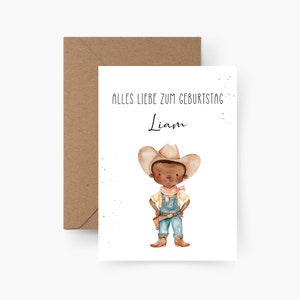 Verjaardagskaart cowboy gepersonaliseerd met naam A6, verjaardagskaart kind, gelukkige verjaardag, kinderverjaardag, verjaardagskaart jongen
