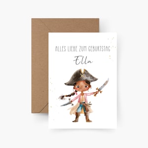 Geburtstagskarte Piratin personalisiert mit Namen A6, Geburtstagskarte Kind, Happy Birthday, Kindergeburtstag, Geburtstagskarte Mädchen