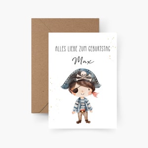 Geburtstagskarte Pirat personalisiert mit Namen A6, Geburtstagskarte Kind, Happy Birthday, Kindergeburtstag, Geburtstagskarte Junge