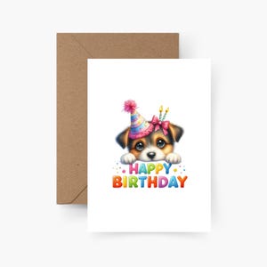 Geburtstagskarte Happy Birthday Hund A6, Aquarell, Strukturpapier, Happy Birthday, Runder Geburtstag, Geburtstagsgruß, Postkarte