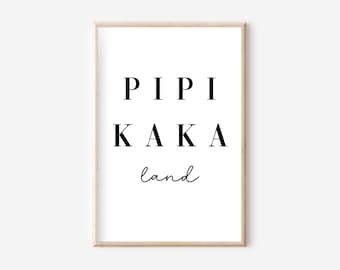 Poster Pipi Kaka Land A4, Poster Detti, Poster Bagno, Decorazione Bagno, Bagno Ospiti