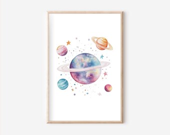 Space Poster A4, Poster Set, Rocket Poster, Rocket Mural, Poster Children's Room, Children's Room Mural, Astronaut