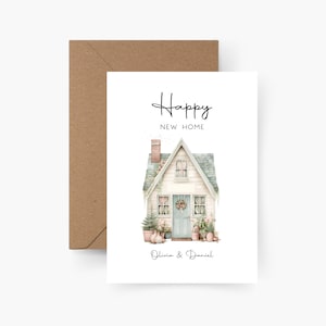 Gepersonaliseerde housewarming-kaart, housewarming-kaart, aquarel, getextureerd papier, ansichtkaart, gelukkig nieuw huis, housewarming cadeau, housewarming party