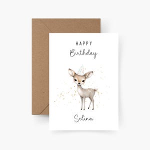Verjaardagskaart hert gepersonaliseerd met naam A6, kaart verjaardag, Gefeliciteerd, kinderverjaardag, felicitatiekaart, wenskaart