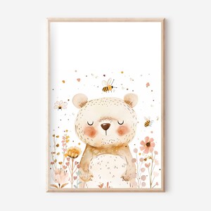 Póster de oso A4, juego de pósteres, póster de oso, mural de oso, póster de animales, mural de animales, granja,
