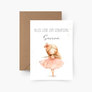 Geburtstagskarte Ballerina personalisiert mit Namen A6, Geburtstagskarte Kind, Happy Birthday, Kindergeburtstag, Geburtstagskarte Kind