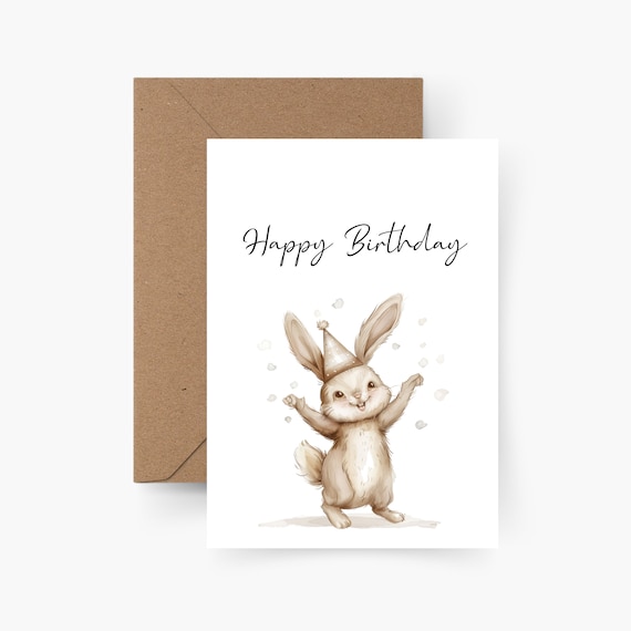 Biglietto di buon compleanno coniglio, biglietto di auguri