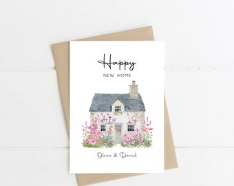 Personalized housewarming card, housewarming card, watercolor, textured paper, postcard, happy new home, housewarming gift, housewarming party