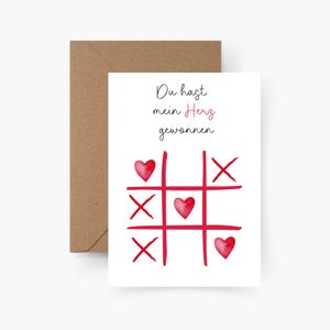 Du hast mein Herz gewonnen Karte, A6, Liebe, Postkarte, Valentinskarte, Jahrestag, Hochzeitstag, Liebe, Karte für den Lebenspartner
