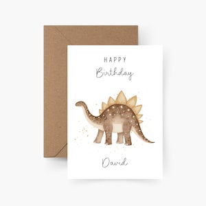 Geburtstagskarte Dino personalisiert mit Namen A6, Karte Geburtstag, Happy Birthday, Kindergeburtstag, Glückwunschkarte, Grußkarte