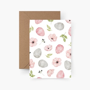 Karte Ostern A6, Postkarte, Postkarte Ostereier, Strukturpapier, Grußkarte Motiv, Motivpostkarte, Frühling, Frohe Ostern