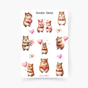 Meerschweinchen Valentinstag  Sticker Sheet, Liebe, Valentine's Day, Pärchen, Romatisch, Verliebt, Tiere