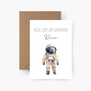 Birthday card astronaut personalized with name A6, birthday card child, Happy Birthday, children's birthday, birthday card child