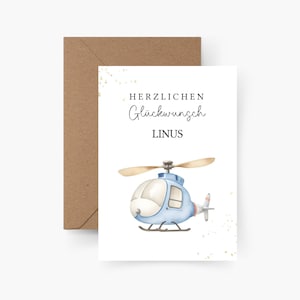 Geburtstagskarte Helikopter personalisiert mit Namen A6, Geburtstagskarte Kind, Happy Birthday, Kindergeburtstag, Geburtstagskarte Kind