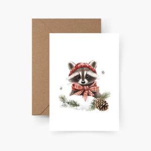 Weihnachtskarte Winter Motiv Waschbär A6, Aquarell, Kartenset Weihnachten, Weihnachten, Weihnachtspost, Postkarte, X-mas, Frohe Weihnachten
