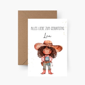Birthday card Cowgirl personalized with name A6, birthday card child, Happy Birthday, children's birthday, birthday card girl