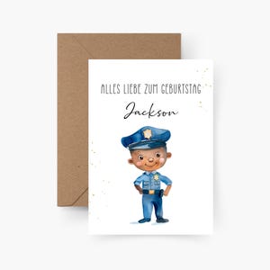 Biglietto di auguri di compleanno poliziotto personalizzato con nome A6, biglietto di auguri di compleanno bambino, buon compleanno, compleanno di bambini, biglietto di auguri di compleanno bambino
