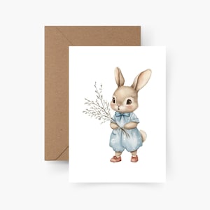 Carte de Pâques lapin de Pâques, aquarelle, papier texturé, jeu de cartes de Pâques, enveloppes, nid de Pâques, vœux de Pâques, carte postale, cartes de Pâques, carte de Pâques