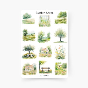 Frühlingsgarten Sticker Sheet, Frühling, Tulpen, Sommer, Ausflug, Blumen, Frühlingszeit