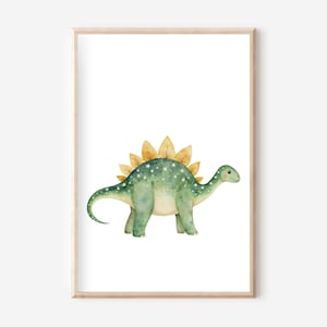 Póster verde de dinosaurio A4, conjunto de pósteres, póster de dinosaurio, cuadro de pared de dinosaurio, póster de animales, cuadro de pared de animales