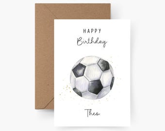 Personalized football-themed birthday card with name, A6 size, birthday card, Happy Birthday, children's birthday, greeting card, greeting card