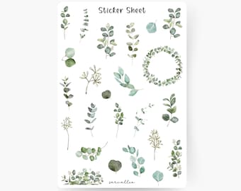 Feuille d’autocollants d’eucalyptus, Plantes, Feuilles, Nature, Fleurs, Verdure, Maison, Plante d’intérieur, Mariage, Livre d’or de mariage, Cadeau de mariage