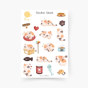 Kitties Sticker Sheet, süße Katzen, süße Katze, Tiere, Kawaii, Cat