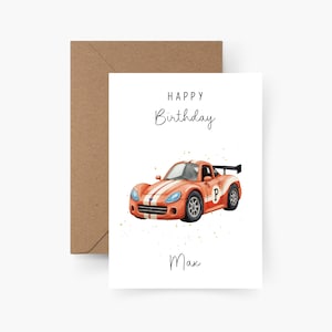 Verjaardagskaart raceauto gepersonaliseerd met naam A6, kaart verjaardag, Gefeliciteerd, kinderverjaardag, felicitatiekaart, wenskaart