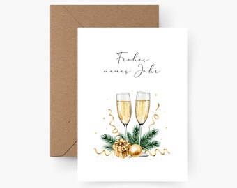 Happy New Year card A6, card set, New Year's Eve, New Year's greetings, postcard, New Year