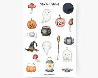 Halloween Sticker Sheet, Herbst, Kürbis, Hexe, Halloween, Gruseln, Halloween Time, Geister, Halloweenkürbis