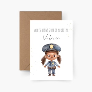 Birthday card policewoman personalized with name A6, birthday card child, Happy Birthday, children's birthday, birthday card child