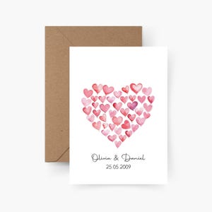 Valentinstagskarte Herz personalisiert mit Namen & Datum A6, Für immer wir, Liebe, Valentinstagsgruß, Postkarte, Valentinstag Karte