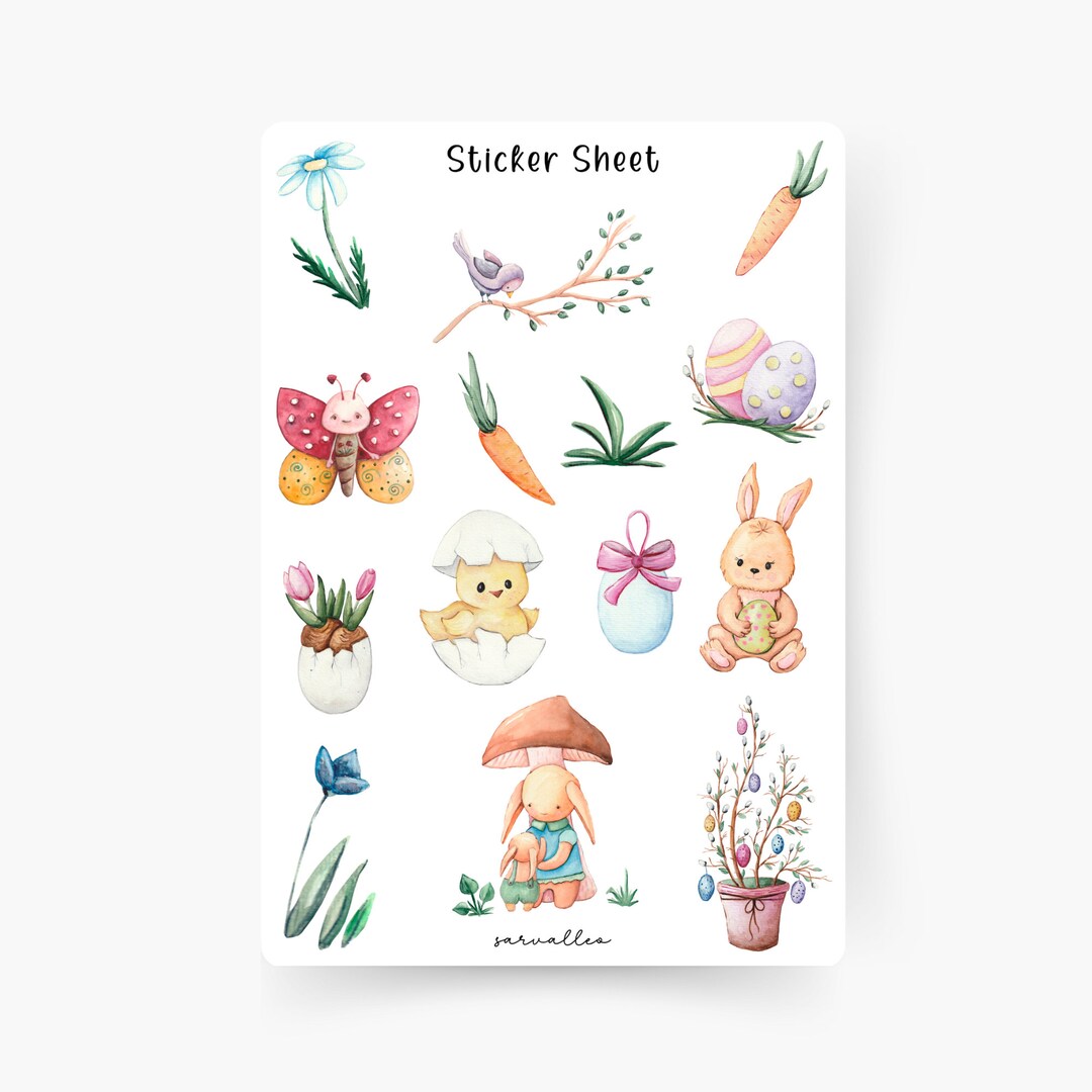Spring Time Clear Sticker Easter Sticker Sheet, Springtime, Tulips, Summer, Trip, Flowers, Spring ...