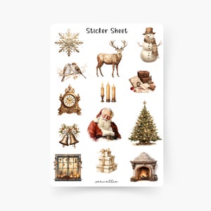 Feuille d'autocollants de Noël classique, Noël, Christmassy, Biscuits, Neige, Bonhomme de neige, X-mas