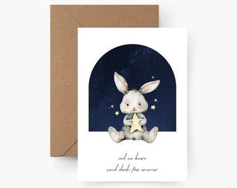 Mourning card "Far too short and yet forever" A6, star child memory, mourning card child, condolence card, loss, condolence card
