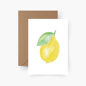 Karte Zitrone A6, Postkarte, Postkarte Früchte Aquarell, Strukturpapier, Grußkarte Zitrone, Karte Einfach so