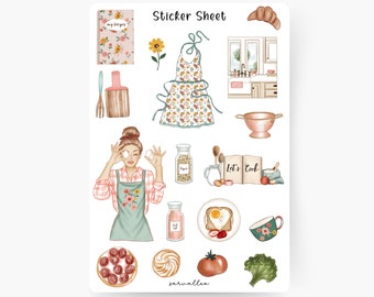 Küche Sticker Sheet, Backen, Gebäck, Rezept, Kochbuch, Journal Sticker, Kuchen, Essen, Trinken, Sticker Set, Journal Sticker