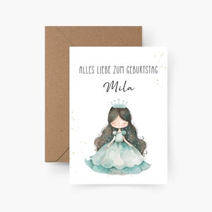 Geburtstagskarte Prinzessin personalisiert mit Namen A6, Geburtstagskarte Kind, Happy Birthday, Kindergeburtstag, Geburtstagskarte Mädchen