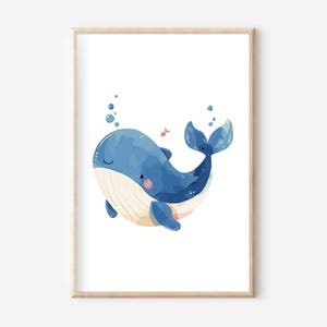 Póster de ballena A4, juego de pósteres, póster de ballena, mural de ballena, póster de animales, mural de animales, mural marino