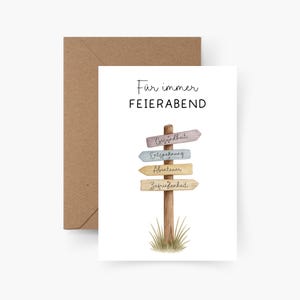 Retirement card &quot;Forever after work&quot; A6, retirement, pension, farewell gift, retirement colleague, retirement gift
