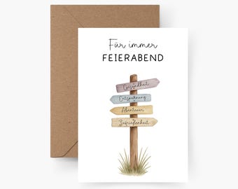 Retirement card "Forever after work" A6, retirement, pension, farewell gift, retirement colleague, retirement gift