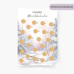 Calendario dell'avvento con 24 campi da grattare, A4 personalizzato, il tempo invece delle cose, Natale, periodo dell'Avvento, corona dell'Avvento, periodo natalizio