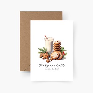 Cartolina di Natale Il profumo dei biscotti è nell'aria A6, acquerello, carta ruvida, set di cartoline di Natale, Natale, posta di Natale, cartolina
