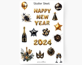 Silvester Sticker Sheet, Happy new Year, New years eve, Party, 2024, Silvester 2023, Neujahr