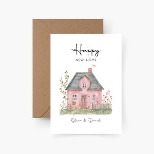 Einweihungskarte personalisiert, Karte zum Einzug, Aquarell, Strukturpapier, Postkarte, Happy new home, Einzugsgeschenk, Einweihungsparty